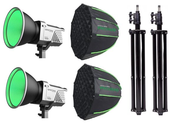 PATONA 4167 Premium GLP100 100W RGB Hızlı Kurulum  60cm Octagon Softbox  Cob Led-Stüdyo Işığı Çiftli Kit
