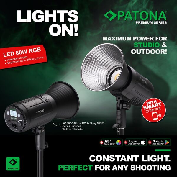 Patona 4275 LED 80W RGB Hızlı Kurulum 60cm Octagon Softbox Fotoğraf ve Video Işığı Çiftli Kit