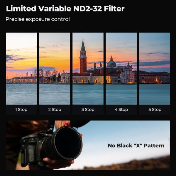 K&F Concept 77mm NANO-X ND2-32  (1-5 Stop) True Color Ultra  Değişken Filtre