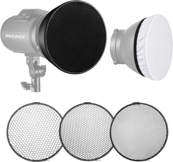 NEEWER 7 İnç Reflektör ve 20°/40°/60° Petek Izgara Seti