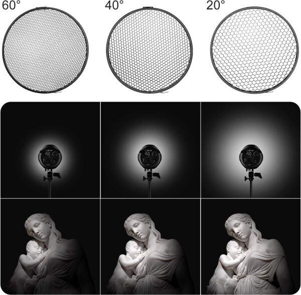 NEEWER 7 İnç Reflektör ve 20°/40°/60° Petek Izgara Seti