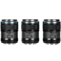 Sniper 23mm, 33mm & 56mm F1.2 APSC Auto-Focus Lens Kit (E Mount, Black, Carbon Fiber)