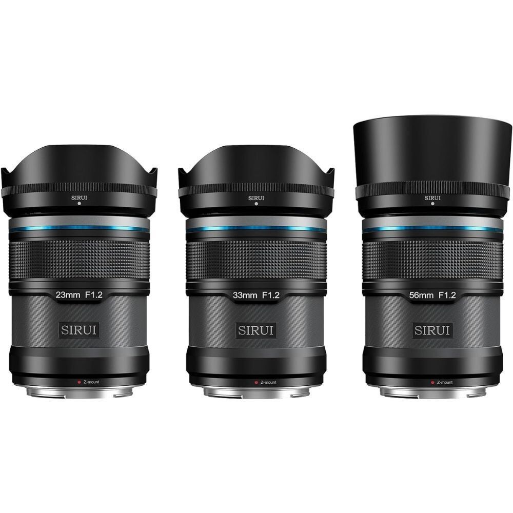 Sniper 23mm, 33mm & 56mm F1.2 APSC Auto-Focus Lens Kit (X Mount, Black, Carbon Fiber)