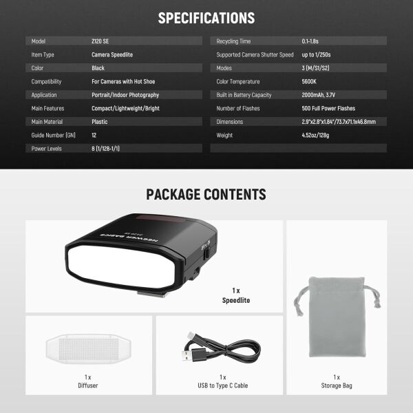 NEEWER BASICS Z120 SE Mini Kamera Flaş