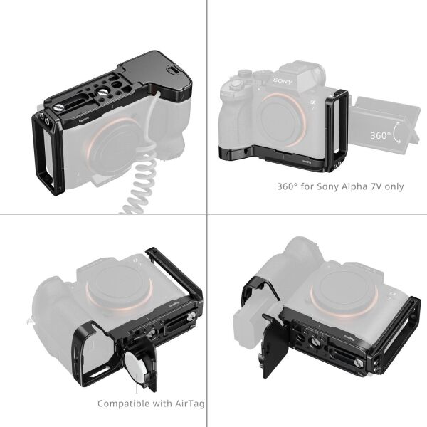 SmallRig 6034 Sony Alpha 7 V / 7R V / 7 IV  için AirTag Yuvalı L Şekilli Montaj Plakası
