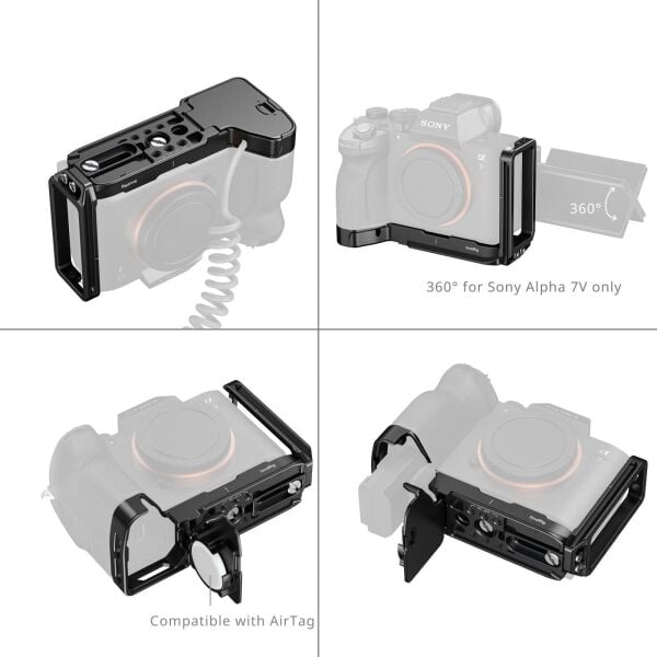 SmallRig 6034 Sony Alpha 7 V / 7R V / 7 IV için AirTag Yuvalı L Şekilli Montaj Plakası