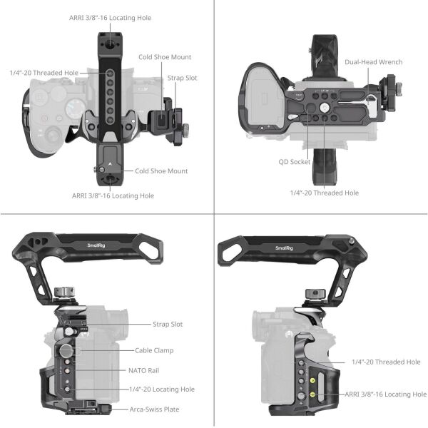 SmallRig 6030 Rhinoceros Kafes Kiti Sony Alpha 7 V / 7R V / 7 IV için