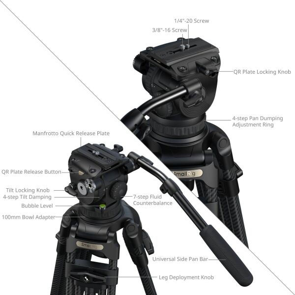 SmallRig 5578 FSD18 FreeSpeed Ağır Hizmet Tipi Karbon Fiber Tripod