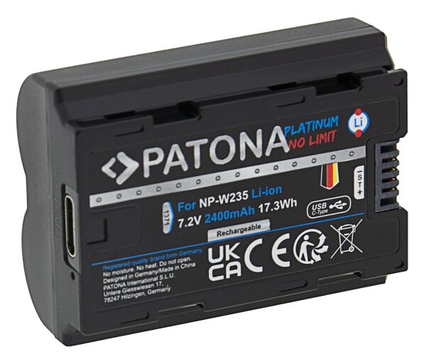 Patona 1371 Platinyum USB-C  Girişli Batarya Fuji Finepix NP-W235 X-T4