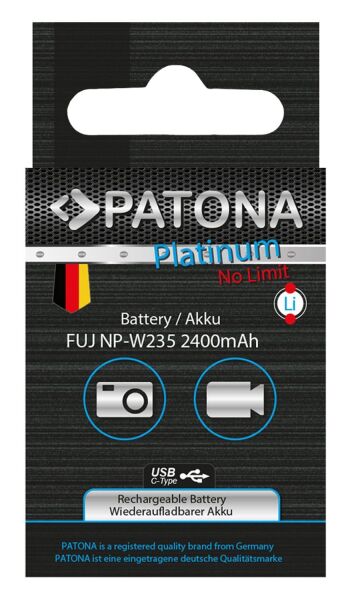 Patona 1371 Platinyum USB-C  Girişli Batarya Fuji Finepix NP-W235 X-T4