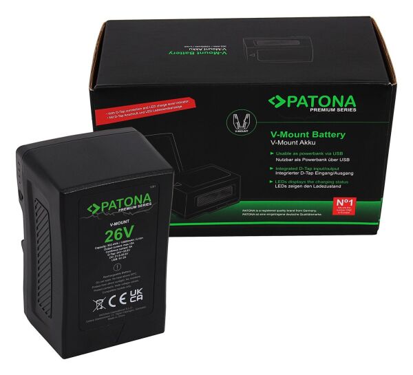 Patona 1291 Premium Battery V-Mount 26V 302Wh F. Led Lamps And Video Cameras