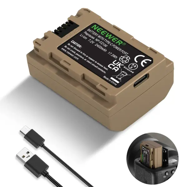 Neewer 2400mAh NP-FZ100 Yedek Batarya USB-C (Sony Uyumlu)