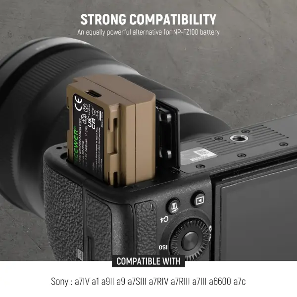 Neewer 2400mAh NP-FZ100 Yedek Batarya USB-C (Sony Uyumlu)