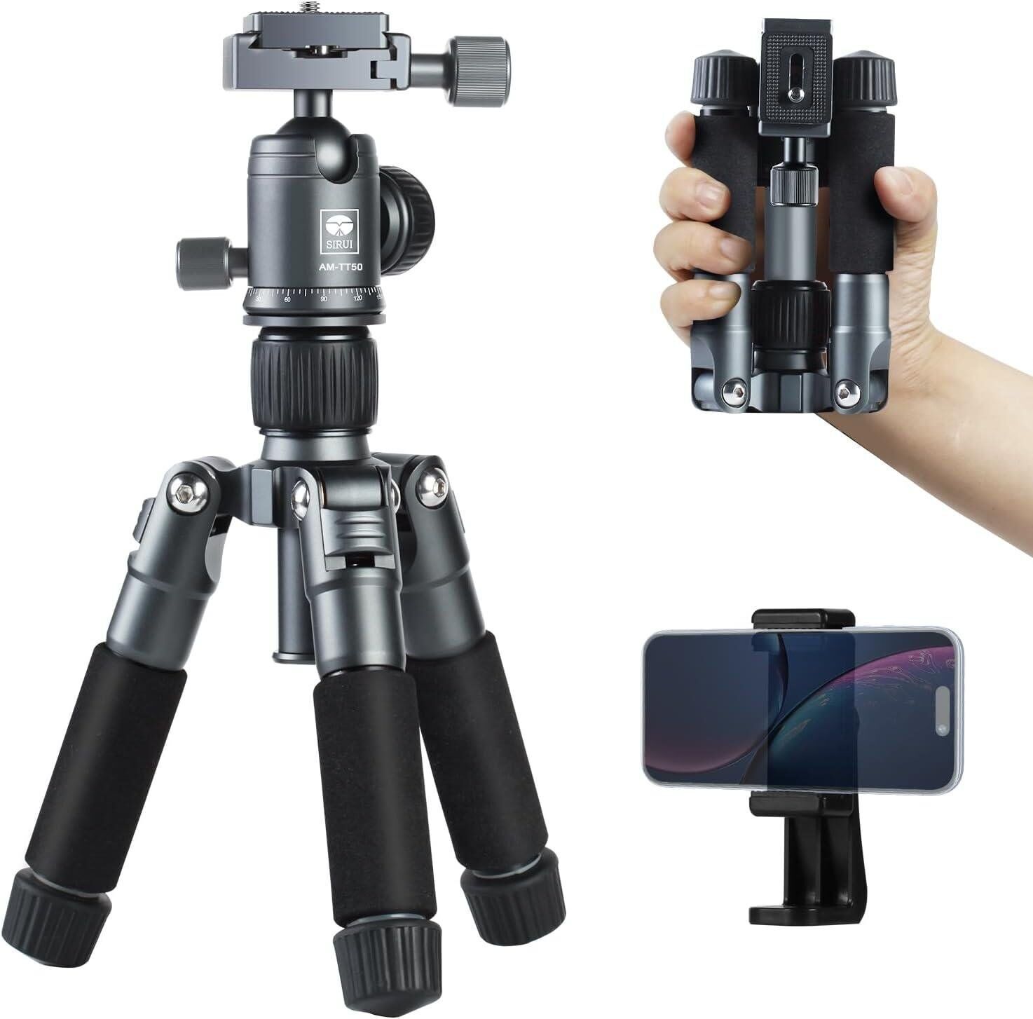 Aluminyum Kompakt Tripod Kiti Mat Gri
