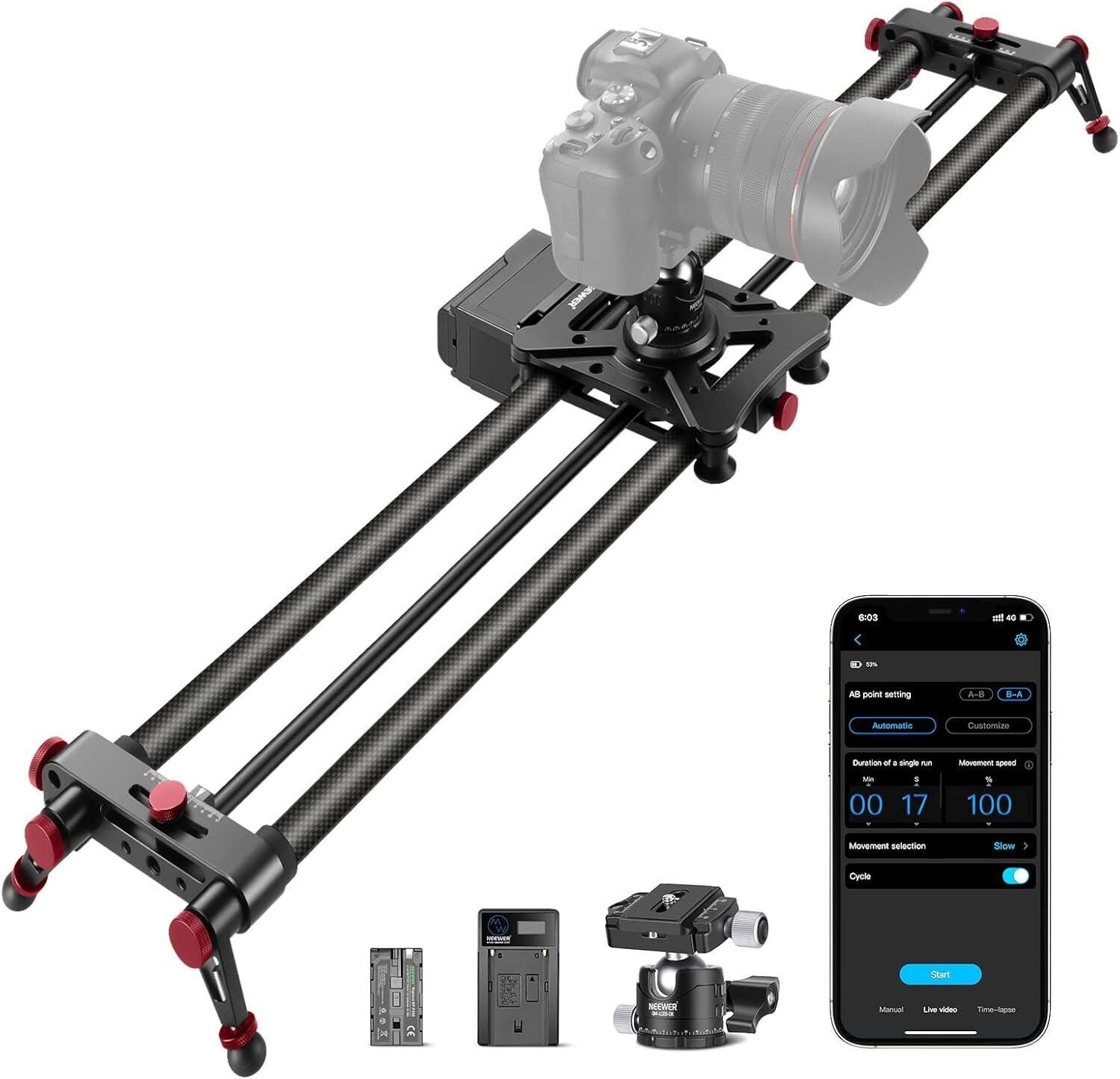 120cm Uzaktan Kumandalı & Motorlu Slider (APP)
