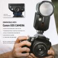 Z2-C Canon Uyumlu 76W Yuvarlak Kafa Akülü Tepe Flaşı & Kubbe Difüzör