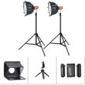 PDX KY-BKO323 İkili Led Işık, Lensgo TC7 Prompter, Lensgo 318C Mini Mikrofon ve Tripod Kit