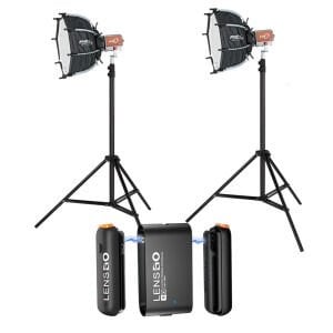 PDX KY-BKO323 İkili Led Işık, İkili Kablosuz Mikrofon Seti