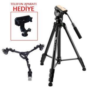 PDX 701 PRO Tripod + 901 Dolly Tekerlek Kit (Telefon Aparatı Hediyeli)