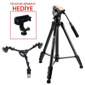 PDX 701 PRO Tripod + 901 Dolly Tekerlek Kit (Telefon Aparatı Hediyeli)